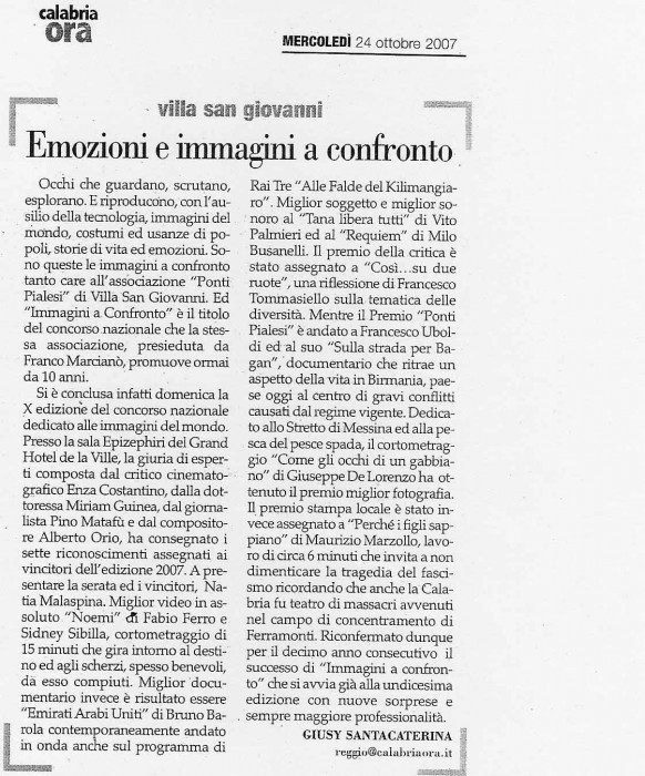 Calabria Ora - IMMAGINI A CONFRONTO 2007 