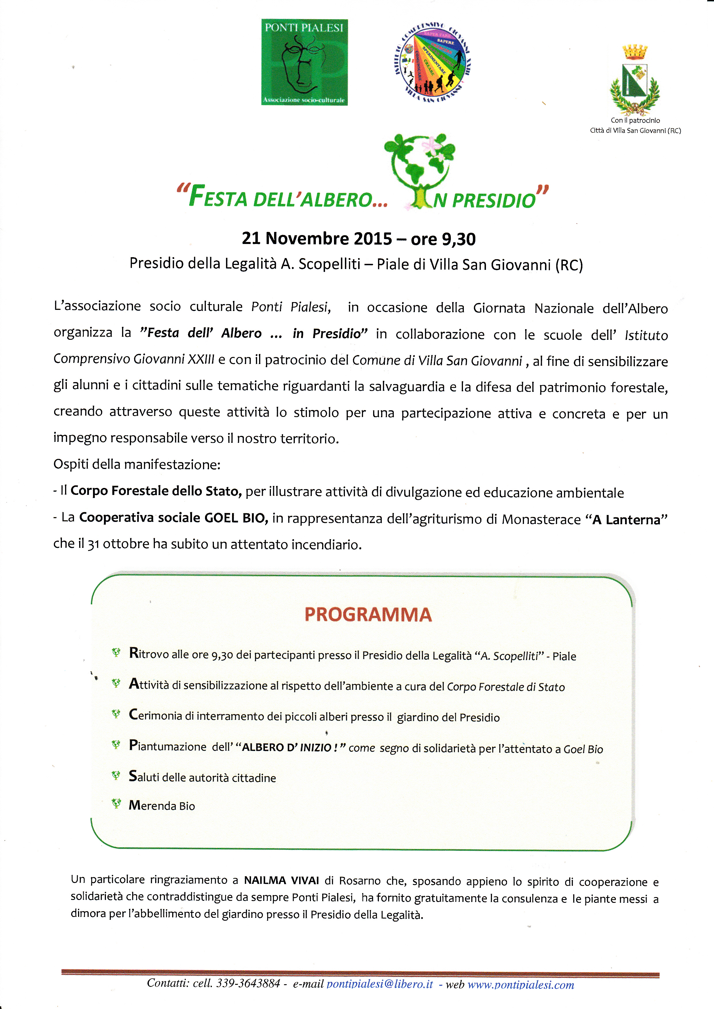 FESTA DELL'ALBERO... IN PRESIDIO - 21 NOVEMBRE 2015