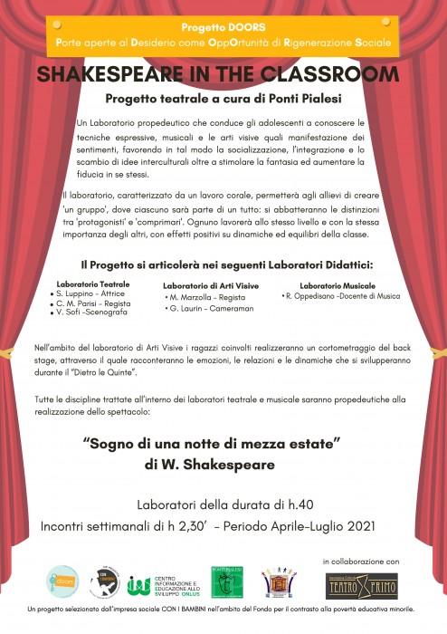 Ponti Pialesi - Laboratorio Teatrale Shakespeare in The Classroom (Progetto Doors per Impresa Sociale Con i Bambini)